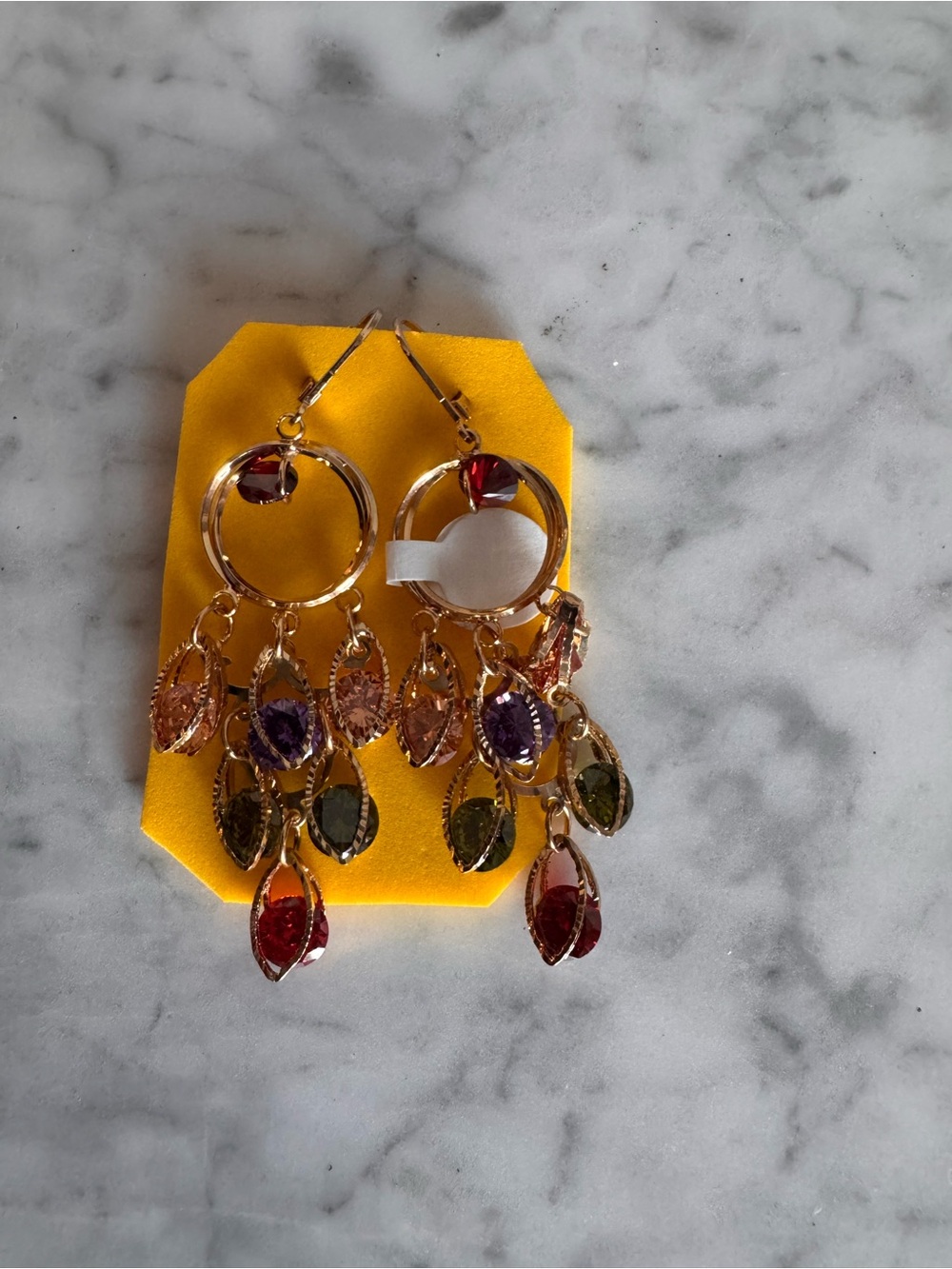 Gold Multicolor Drop Chandelier Earrings - Women Jewelry